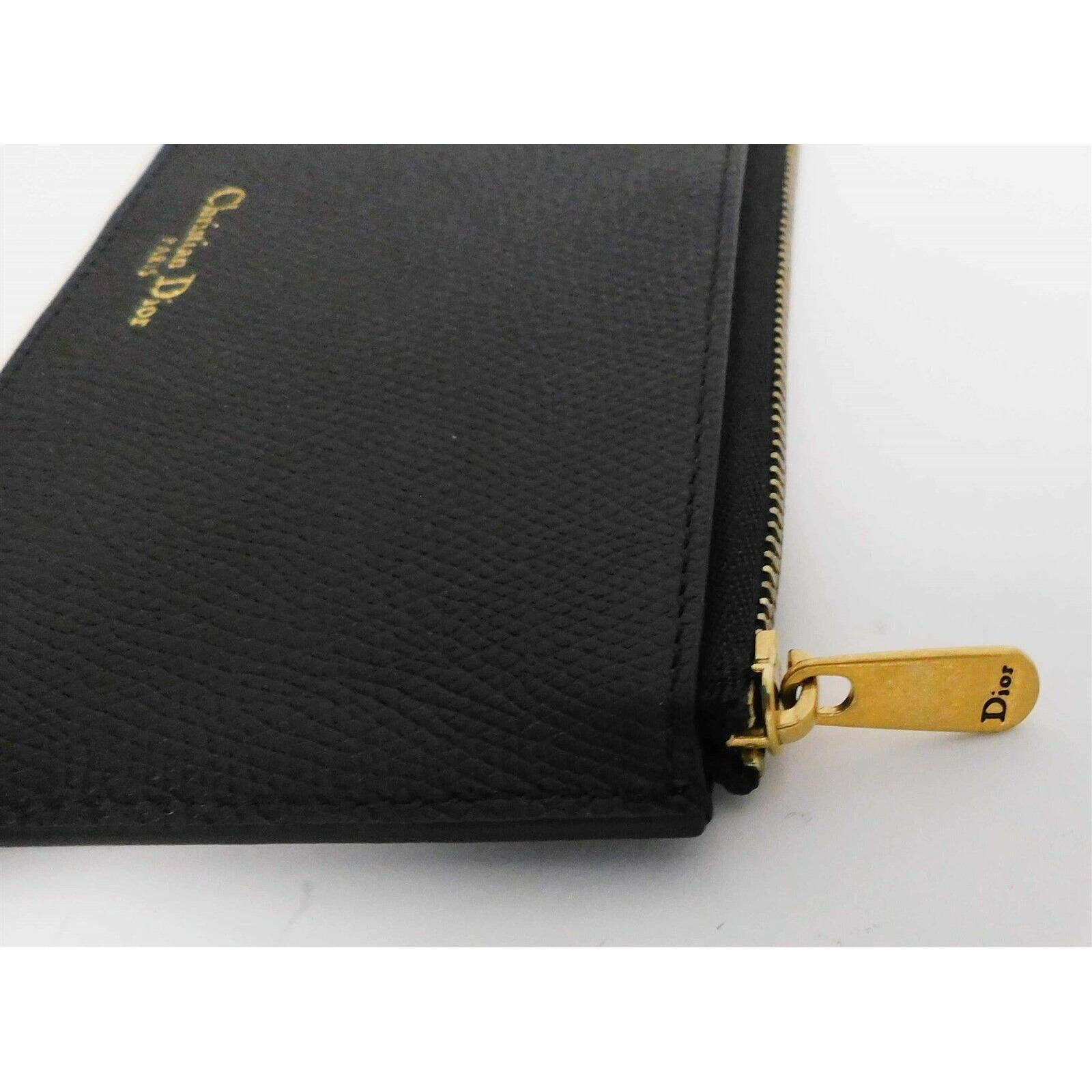 New Christian Dior Large Grain Leather Zip Credit Card Holder Wallet — image 2 of 5